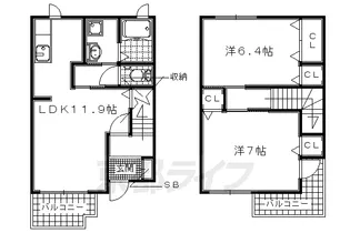 京都府相楽郡精華町精華台【テラスハウス】の間取り