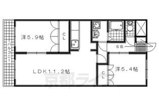 京都府木津川市梅美台4丁目【アパート】の間取り
