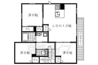 ラフィネ梅美台【G201号室】の間取り