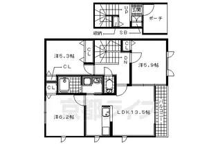 アズールA・B【B201号室】の間取り
