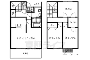 京都府木津川市梅美台【テラスハウス】の間取り