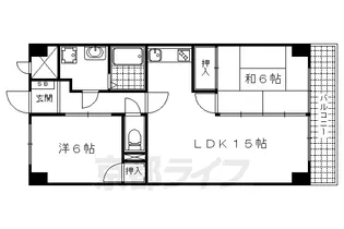 東野第1グリーンハイツ山科【308号室】の間取り