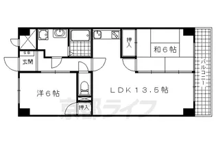 東野第1グリーンハイツ山科【605号室】の間取り