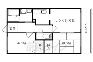 グリーンメドウ洛【108号室】の間取り