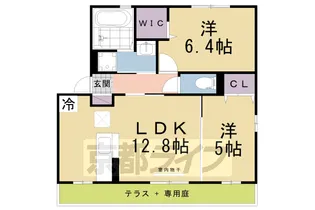 京都府木津川市州見台4丁目【アパート】の間取り