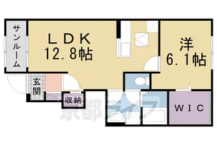 クレメント木津八ヶ坪B【101号室】の間取り