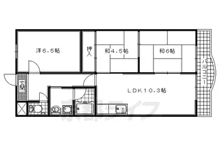 COURT FLATS TANABE 1号棟【303号室】の間取り