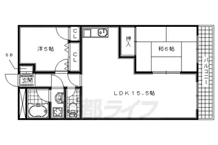 京都府京田辺市三山木西ノ河原【マンション】の間取り