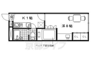 レオパレスクール ド ロータス【104号室】の間取り