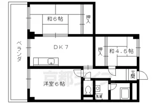 ハイツ長岡京【102号室】の間取り