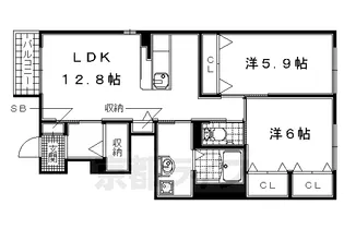 京都府京田辺市三山木柚ノ木【アパート】の間取り