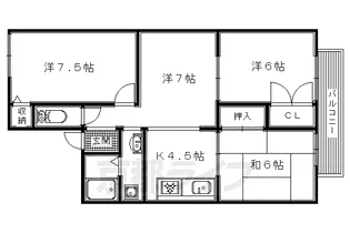 京都府京田辺市草内宮ノ後【アパート】の間取り