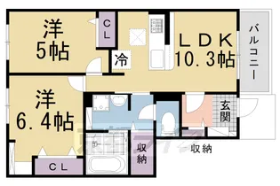 ルピナスコート京田辺【1階】の間取り