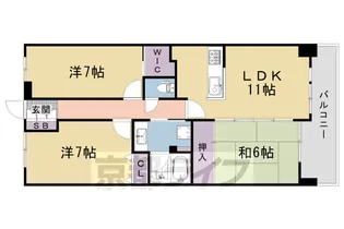 エスリード太秦三条天神川【706号室】の間取り