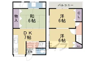 京都府京都市左京区松ケ崎柳井田町【テラスハウス】の間取り