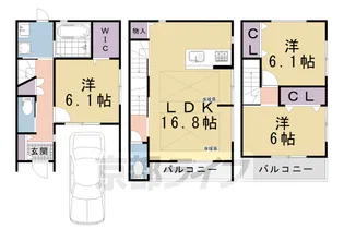 京都府京都市北区紫野下築山町【一戸建】の間取り