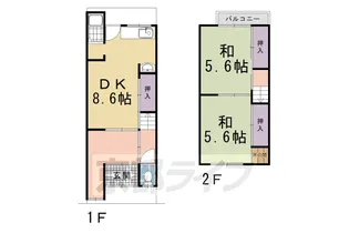 京都府京都市伏見区石田大受町【テラスハウス】の間取り