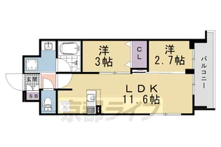 「リシュドール梅小路」【4階】の間取り