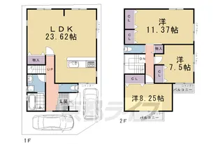 京都府京都市伏見区納所下野【一戸建】の間取り