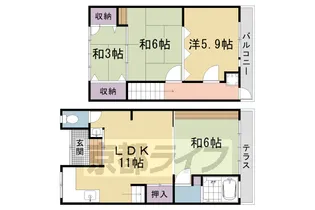 京都府京都市右京区宇多野御池町【一戸建】の間取り