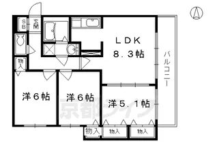 京都府京都市中京区上松屋町【マンション】の間取り