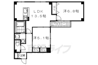 コモド御所南【3階】の間取り