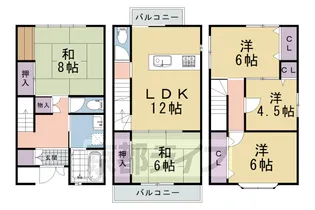 京都府京都市北区衣笠東御所ノ内町【一戸建】の間取り