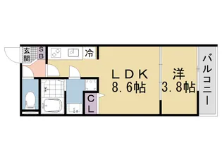 京都府京都市山科区御陵天徳町【マンション】の間取り