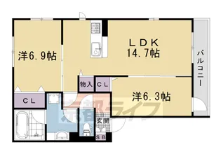 京都府京都市右京区西院松井町【アパート】の間取り