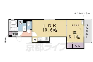 GRAMM桂北滝川 C棟【3階】の間取り