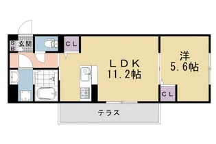 京都府京都市右京区嵯峨野芝野町【アパート】の間取り