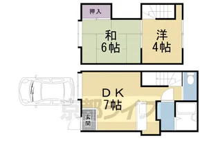 京都府京都市北区紫竹下芝本町【テラスハウス】の間取り