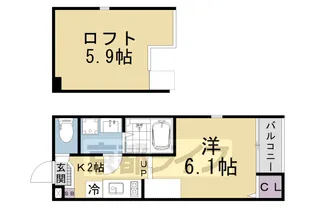 ハーモニーテラス椥辻中在家町【2階】の間取り