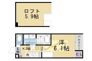 ハーモニーテラス椥辻中在家町【2階】の間取り