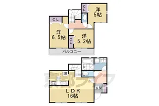 京都府木津川市山城町平尾東黒部【一戸建】の間取り