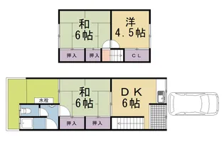 京都府向日市鶏冠井町東井戸【テラスハウス】の間取り