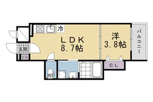 フラッツ六地蔵【2階】の間取り