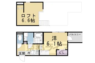 ハーモニーテラスフォース椥辻【1階】の間取り