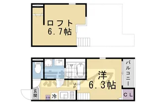 ハーモニーテラスフォース椥辻【205号室】の間取り