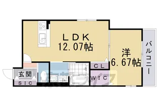 京都府京都市山科区厨子奥尾上町【アパート】の間取り