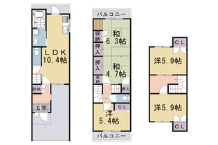 京都府京都市右京区鳴滝川西町【一戸建】の間取り