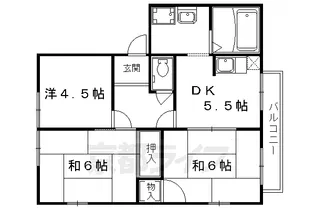 ハイツ栗栖野【103号室】の間取り