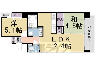ラ・トゥール二条御所南【502号室】の間取り