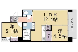 ラトゥール二条御所南【402号室】の間取り