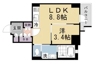 ジオエント四条大宮【2階】の間取り