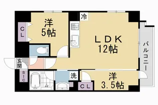 ジオエント四条大宮【6階】の間取り
