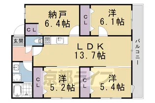 フローリア京都【1階】の間取り