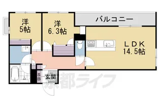 シャーメゾン三条東山【203号室】の間取り