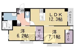 シャーメゾン三条東山【301号室】の間取り