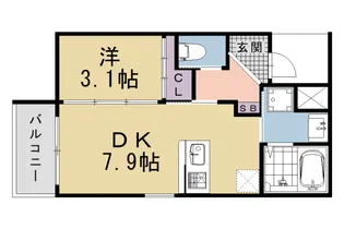 レシオス京都西院【107号室】の間取り
